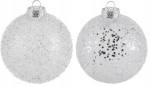Bombka srebrna dekorowana cekiny szkło 8cm 12 szt.