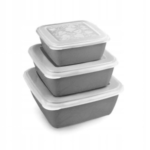 Pojemniki plastikowe do żywności 3 elementowe z pokrywą Bentom