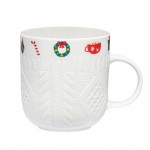 Kubek świąteczny porcelanowy Scarf 360 ml Biały