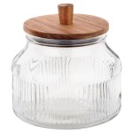 Szklany pojemnik 1,7 L na produkty sypkie z drewnianą pokrywką – Excellent Houseware