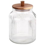 Szklany pojemnik 3,1 L na produkty sypkie z pokrywką drewnianą – Excellent Houseware