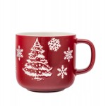 Kubek porcelanowy Zimowa Choinka 370 ml – czerwony, świąteczny motyw