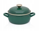 Garnek emaliowany niski z pokrywką Metalac 1,5 l Dark Green – klasyka w nowoczesnym wydaniu