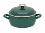 Garnek emaliowany niski Metalac 2,9 l – Dark Green z pokrywką, indukcja