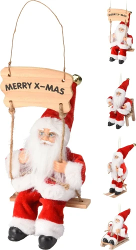 Mikołaj zawieszka świąteczna – figurka Merry X-Mas na huśtawce.jpg