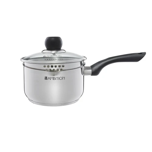 rondelek stalowy 1,5 l z pokrywą do odcedzania ambition vikos.webp