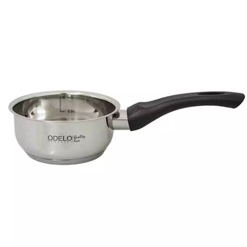 Średniej wielkości rondelek stalowy z nienagrzewającym uchwytem