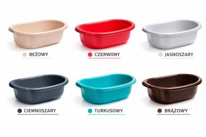Miska owalna 12 L Jagiełło – wanienka plastikowa z uchwytami do prania i sprzątania