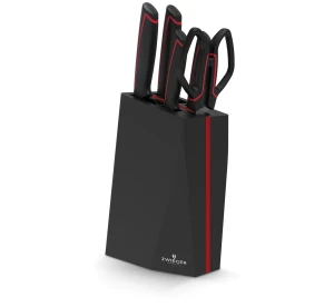 Zestaw noży Zwieger Red Line w bloku – 4 noże + nożyczki