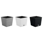 Doniczka plastikowa z wkładem kwadratowa ryflowana 30 cm Furu Square Low PDFS300 Prosperplast