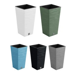Doniczka Furu Square wysoka kwadratowa 24 cm Prosperplast z wkładem