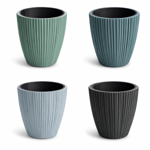 Doniczka plastikowa z wkładem okrągła ryflowana 35 cm Oro Round DBOR350 Prosperplast