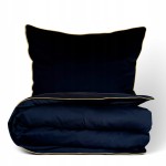 Pościel satynowa 160x200 cm Czarna Elegancja z lamówką 3 el.