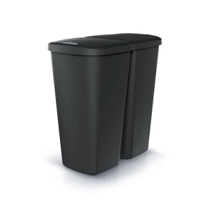 Kosz na śmieci Compacta Q DUO 45 l czarny z dwiema pokrywami Keden