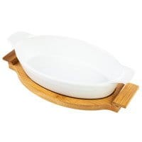 Naczynie ceramiczne na podstawie bambusowej owalne 28,5 cm