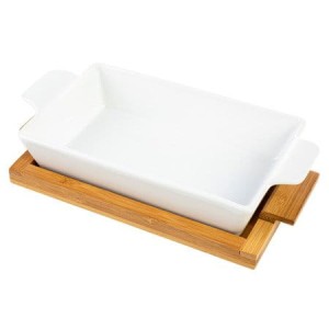 Naczynie ceramiczne na podstawie bambusowej Modeno prostokątne 31cm
