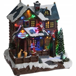 Szopka ruchoma domek LED 25x25cm ozdoba świąteczna z pozytywką