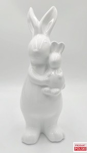 Zając ceramiczny z dzieckiem figurka dekoracyjna 30 cm 